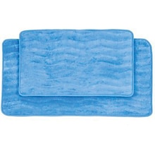 Lavish Home 20.2 x 32.2 Microfiber Foam & Polyurethane Bath Mat Set, Blue