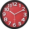 TEMPUS Wall Clock with Raised Numerals and Silent Sweep Red Dial, Plastic, 13(TC62127R)