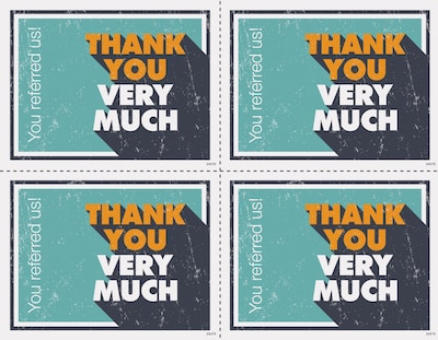 Medical Arts Press® Postcards; for Laser Printer; Retro Thank You Very Much Referral, 100/Pk