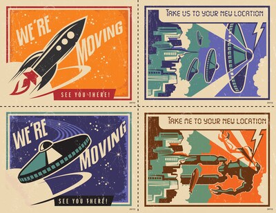 Medical Arts Press® Assorted Laser Postcards; Retro Moving Space, 100/Pk