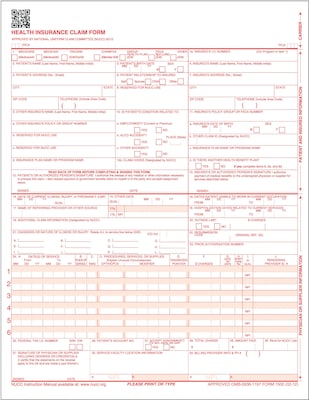 ComplyRight™ CMS-1500 Health Insurance Claim Form (02/12) with QR Barcode, Laser-Cut Sheet, 2,500/Box