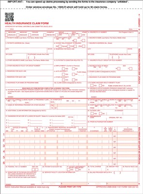ComplyRight™ CMS-1500 Health Insurance Claim Form (02/12); 2-Part Snap-Apart, Carbonless, 500/Box