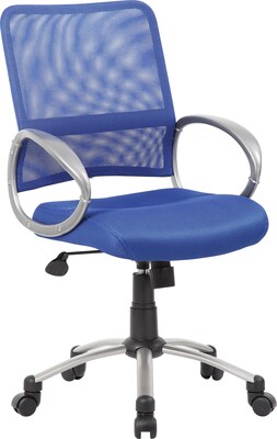 Boss Mesh Back W/ Pewter Finish Task Chair, Blue (B6416-BE)