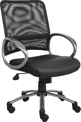 Boss Mesh Back W/ Pewter Finish Task Chair, Black (B6406)