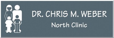 Engraved Identification Badges; 1x3, Gray with White Letters