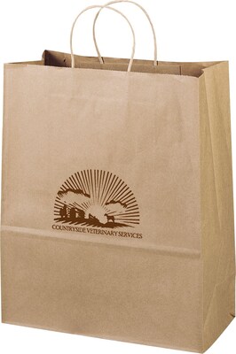 Paper Totes; Brown, 15-3/4x13x6, Imprinted