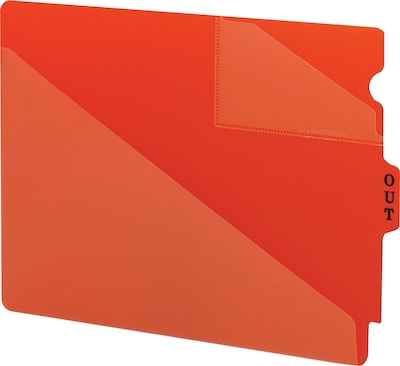 Smead® End-Tab Poly Out Guides, 2 Pocket Style, Center Position Tab, Extra Wide Letter, Red, 50/Bx (
