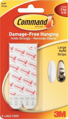 Command™ Large Refill Strips; White, 6/Pack