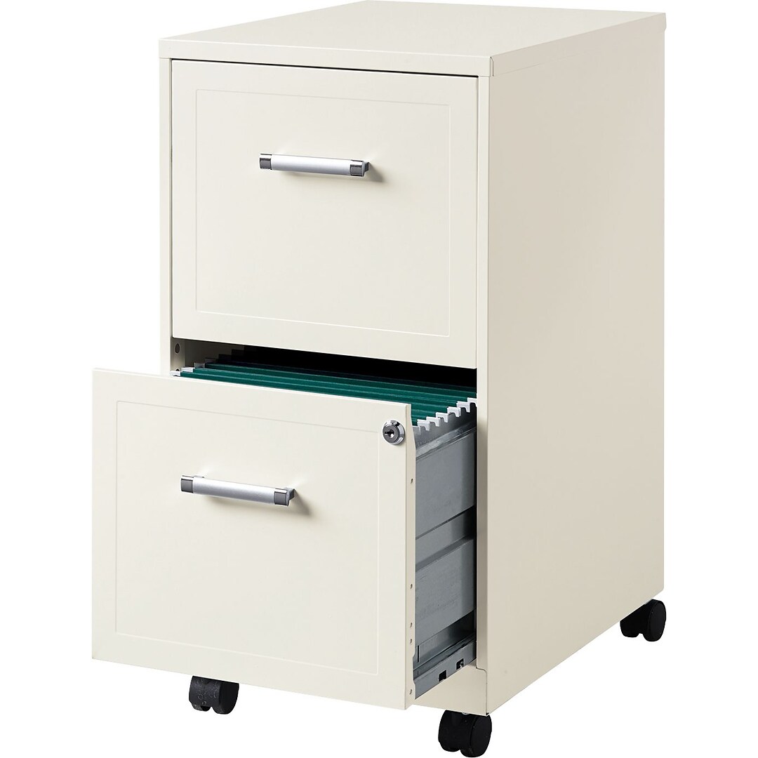 2 Drawer Vertical Mobile File Cabinet Letter Size Pearl White 18 D 19634 Quill Com
