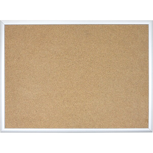 U Brands Cork Bulletin Board, 35 x 23, Silver Aluminum Frame