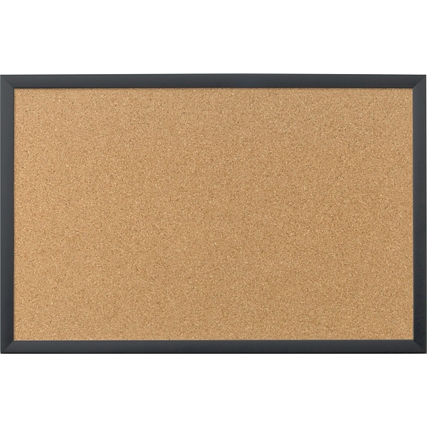 U Brands Cork Bulletin Board, 35 x 23, Black Finish Frame