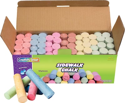 CREATIVITY STREET Chenille Kraft Jumbo Stick Sidewalk Chalk, Assorted Colors, 52/Box (CKC1752)