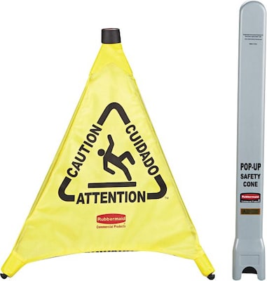 Rubbermaid® Multilingual Caution Pop-Up Safety Cone, 20 x 21 x 21, 1/EA