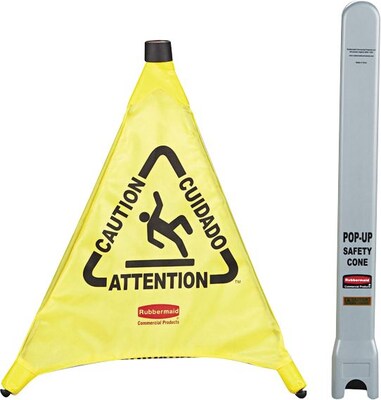 Rubbermaid® Multilingual Caution Pop-Up Safety Cone, 20 x 21 x 21, 1/EA