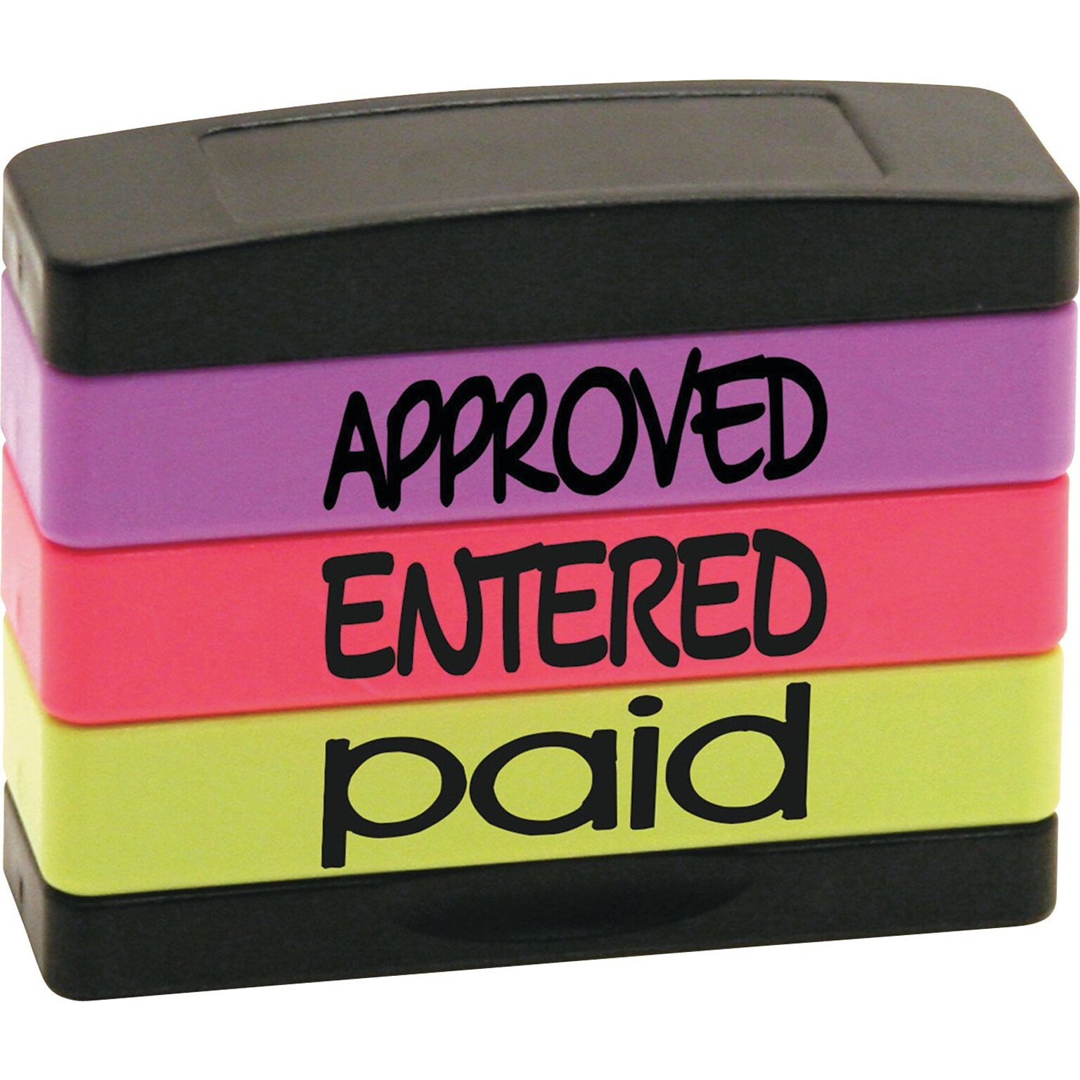 Stack Stamp Set, Approved, Entered, Paid, Assorted Fluorescent Ink (8802)