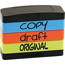 Stack Stamp Set, Copy, Draft, Original, Assorted Fluorescent Ink (8801)