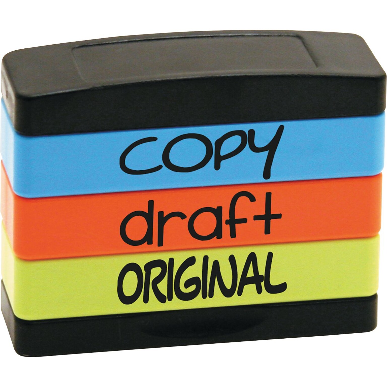 Stack Stamp Set, Copy, Draft, Original, Assorted Fluorescent Ink (8801)