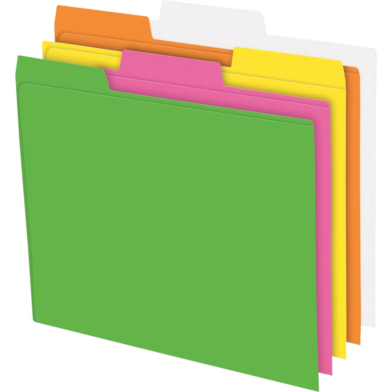 Pendaflex Glow Recycled File Folder, 1/3-Cut Tab, Letter Size, Assorted, 24/Box (40523)