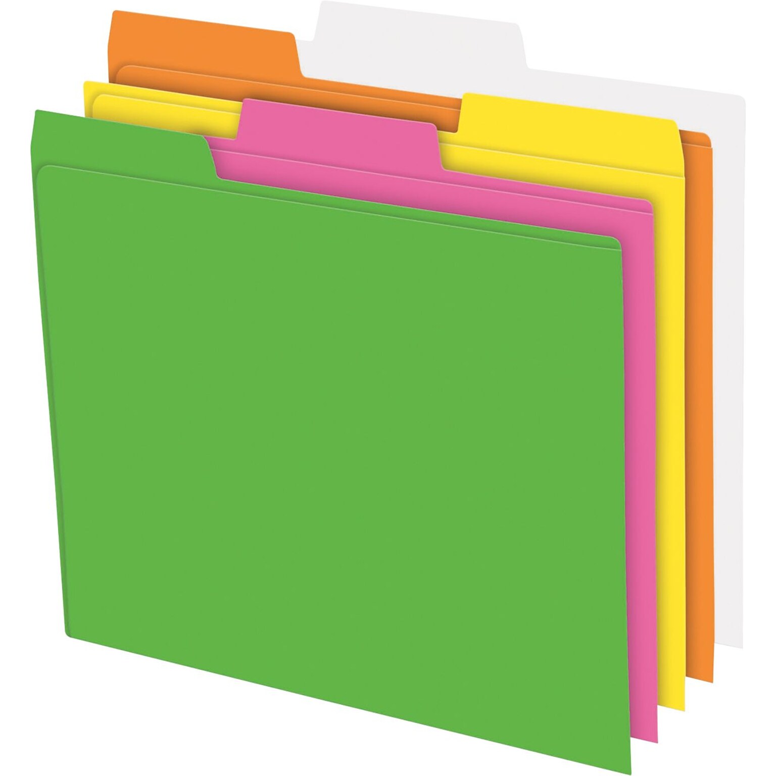 Pendaflex Glow Recycled File Folder, 1/3-Cut Tab, Assorted, Letter Size, Assorted Colors, 24/Box (40523)