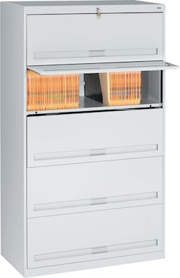 Tennsco Closed Fixed Shelf Lateral File, Light Gray, 5-Shelf, 63 1/2H