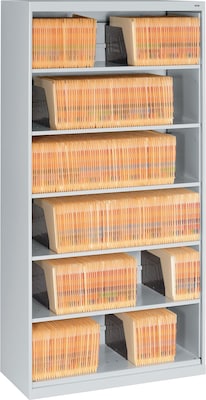 Tennsco Open Fixed Shelf Lateral File, Light Gray, 6-Shelf, 75 1/4H