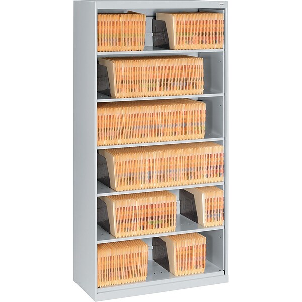 Tennsco Open Fixed Shelf Lateral File, Light Gray, 6-Shelf, 75 1/4H