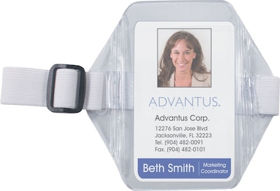 Vertical Arm Badge Holder, 2 1/2 x 3 1/2, Clear/white, 12 Per Box