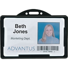 Advantus Horizontal ID Card Holders, 3 3/8 x 2 1/8, Black, 25/Pack (75656)