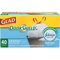Glad® OdorShield® Tall Kitchen Drawstring Trash Bags, 13 gal, White, 40/Box, 6 Boxes/Carton