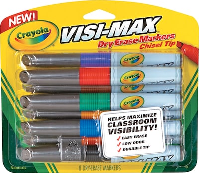 Dry Erase Marker; Chisel Tip, Assorted Colors, 8/set