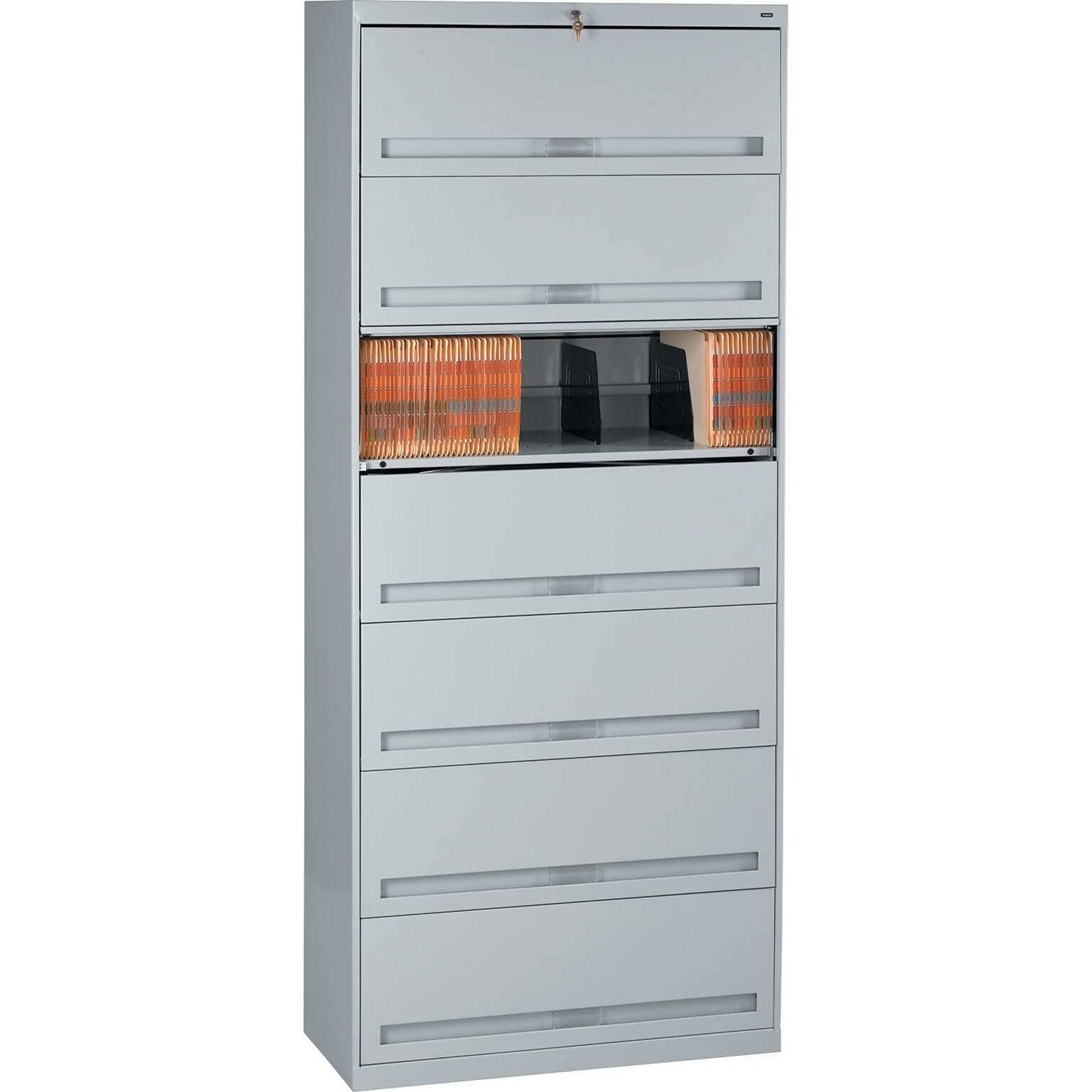 Tennsco Closed Fixed Shelf Lateral File, Light Gray, 7-Shelf, 87H