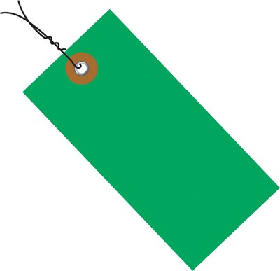 Quill Brand® Tyvek Shipping Pre-Wired Tag, 6 1/4" x 3 1/8", Green, 100/Case (G14083C)