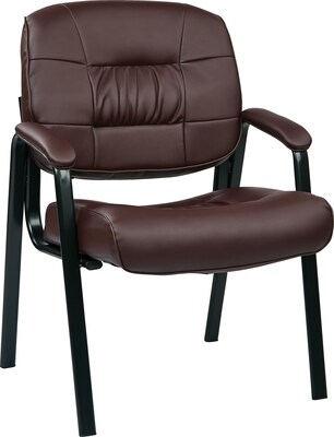 Office Star - Deluxe Visitors Burgundy Leather Chair, Seat: 20 1/2W x 19D, 20 1/2W x 17H