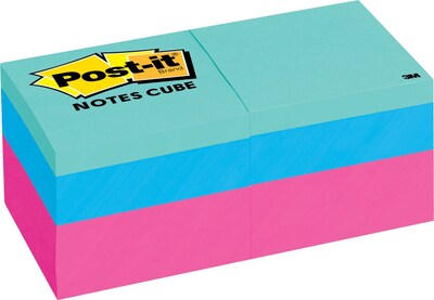 Post-it® Notes Cube, 2" x 2", Pink Wave, 2 Pads/Pack (2051-FLT-2PK)