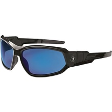 Ergodyne Skullerz® Loki Safety Glasses, Black/Blue Mirror, Anti-Scratch/Fog