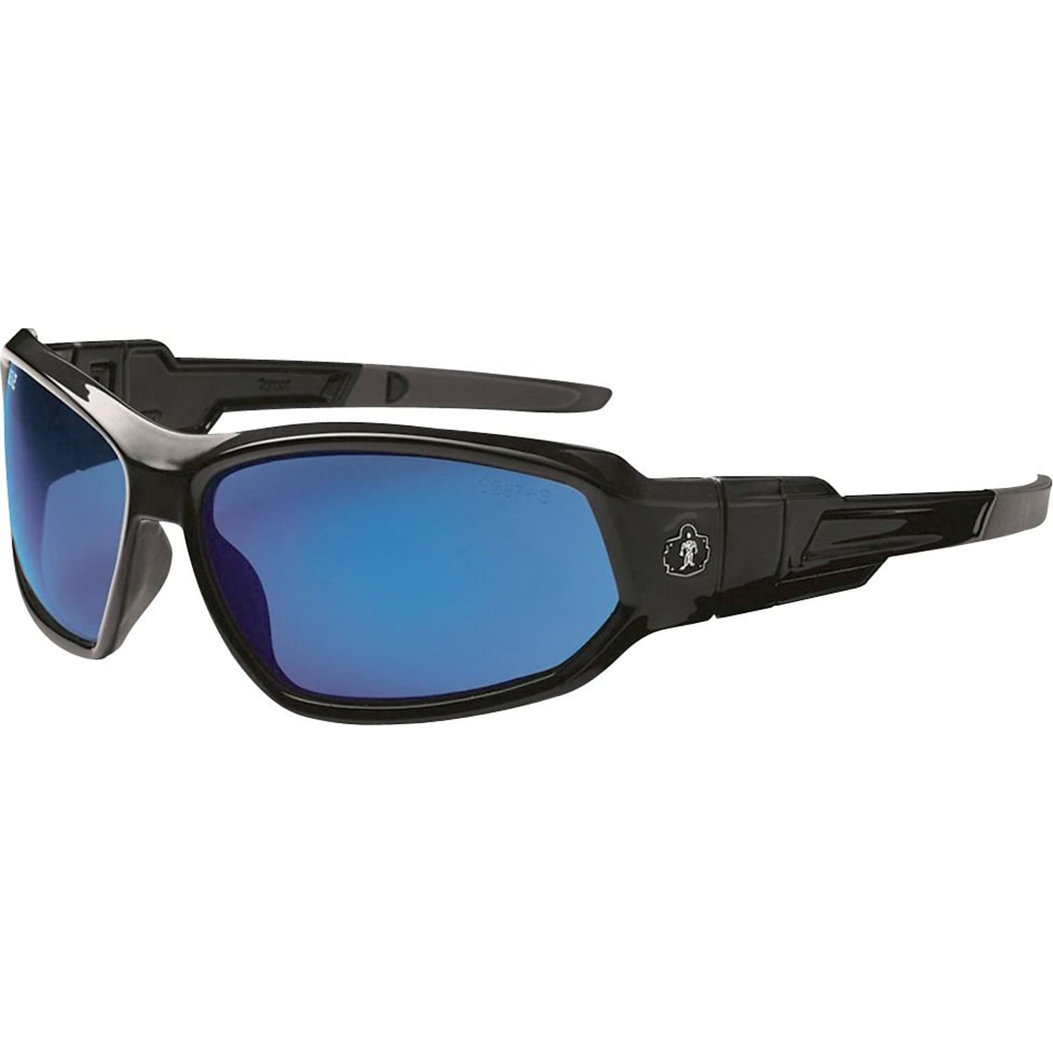 Ergodyne Skullerz® Loki Safety Glasses, Black/Blue Mirror, Anti-Scratch/Fog