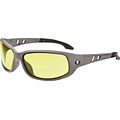 Ergodyne Skullerz® Valkyrie Safety Glasses, Matte Gray/Yellow, Anti-Scratch/Fog (54150)