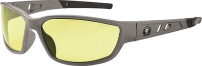 Ergodyne Skullerz® Kvasir Safety Glasses, Matte Gray/Yellow, Anti-Scratch