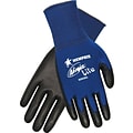 MCR SAFETY® Ninja® Lite Polyurethane Coated Palm and Fingertip Dipped Gloves, Blue, Large, 12/Pair