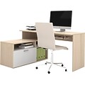 Bestar® Modula Collections in Northern Maple and White; L-Desk