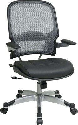 Office Star Products® 15 Series Light Air Grid Back Manager Chair, Leather, Black