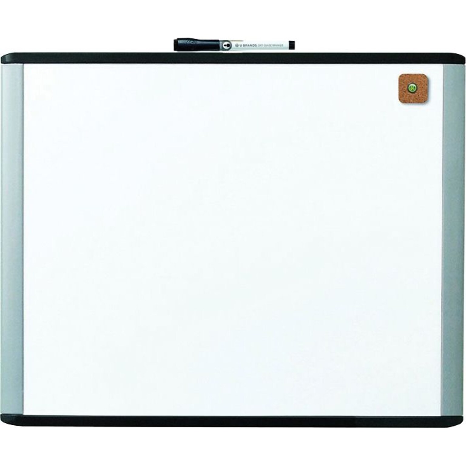 U Brands MOD Dry Erase Whiteboard, 20" x 16", Black and Gray
