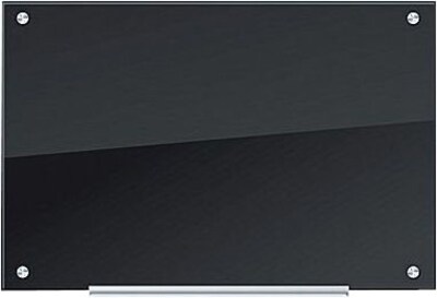 U Brands Black Glass Dry Erase Board, Frameless, 35 x 23 (170U00-01)