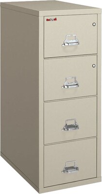 FireKing Classic 4-Drawer Vertical File Cabinet, Fire Resistant, Letter, Parchment, 31.56"D (4-1831-CPA)