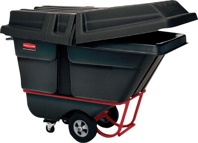 Rubbermaid® Commercial Cube Truck, Heavy Duty Tilt Truck, Black (FG131600BLA)