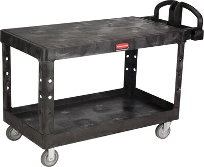 Rubbermaid® 25-1/4 x 54 x 36 Heavy-Duty Shelf Utility Cart, Black (FG454500BLA)