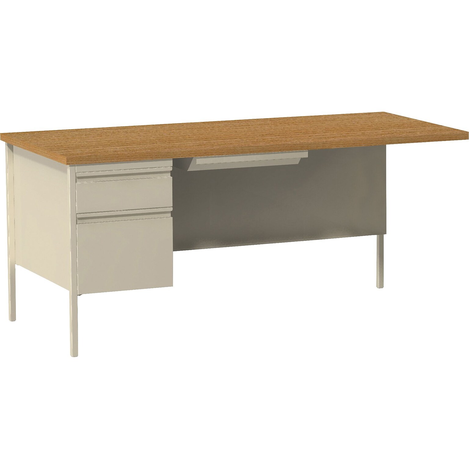 Lorell Fortress Series Left-Pedestal Desk, 30D x 66W x 29.5H, Putty (LLR60917)