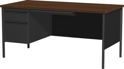 Lorell Fortress Series Left-Pedestal Desk, 30D x 66W x 29.5H, Black Walnut (LLR60918)
