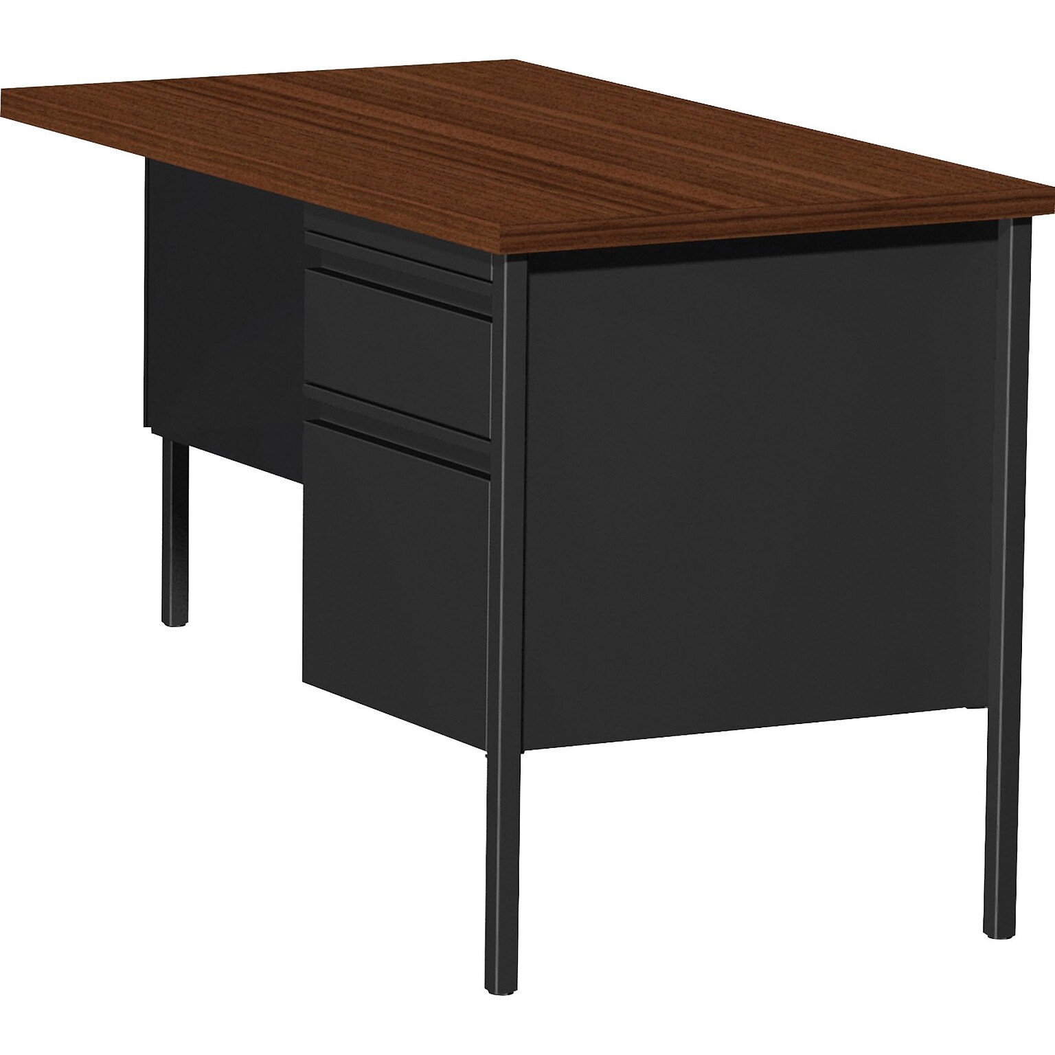 Lorell Laminate Fortress Series 42W Steel Pedestal Return Desk, Black (LLR60921)