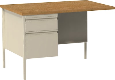 Lorell Fortress Series Left-Pedestal Return, 42W x 24D x 29.5H, Putty/Oak (LLR60923)